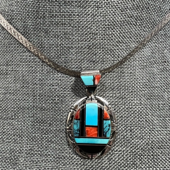 Carolyn Pollack Sterling Silver Multi-stone Channel
Inlay Pendant.😍🥰😘💕 - Picture 8 of 8